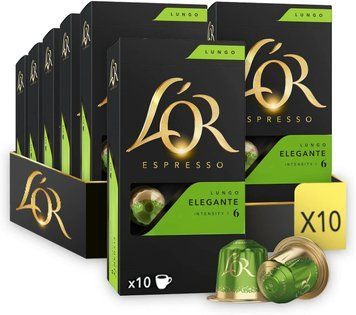 Ящик Кофе в Капсулах Nespresso L'OR Lungo Elegante 100 капсул 45311008916432 фото