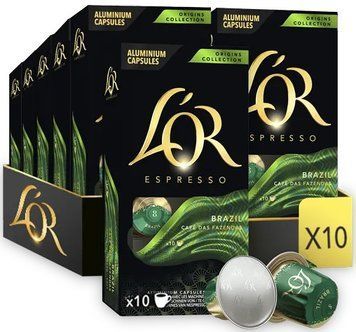 Ящик Кофе в Капсулах Nespresso L'OR Espresso Brazil 100 капсул 632390878916432 фото